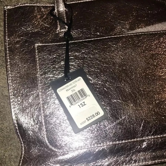 DKNY COMMUTER MEDIUM METALLIC LEATHER TOTE NWOT - Picture 5 of 10